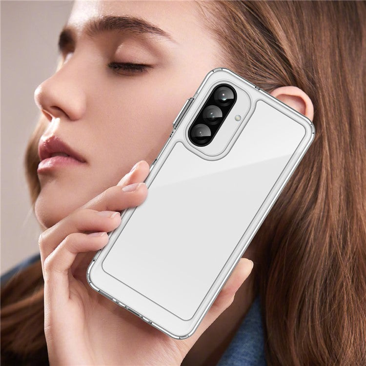 WANLONFENG MF Series for Samsung Galaxy A26 5G Case TPU Acrylic Clear Phone Cover with Tempered Glass Film