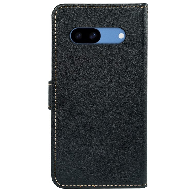 For Google Pixel 8a Leather Case Litchi Texture Wallet RFID Blocking Phone Cover - Black