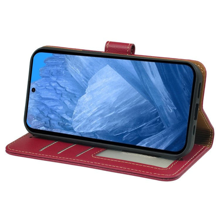 For Google Pixel 8a Leather Case Litchi Texture Wallet RFID Blocking Phone Cover - Red