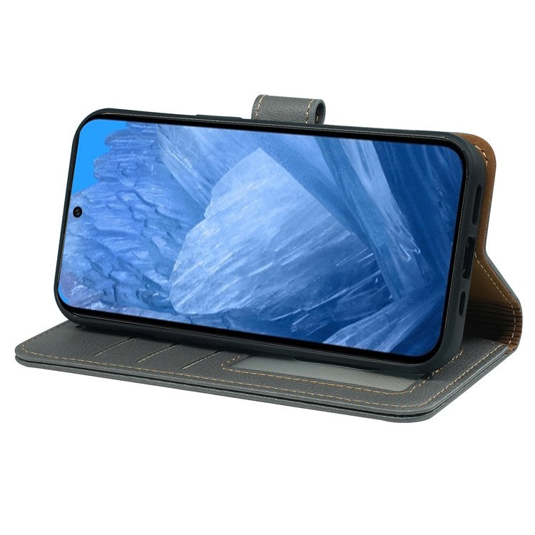 For Google Pixel 8a Leather Case Litchi Texture Wallet RFID Blocking Phone Cover - Grey