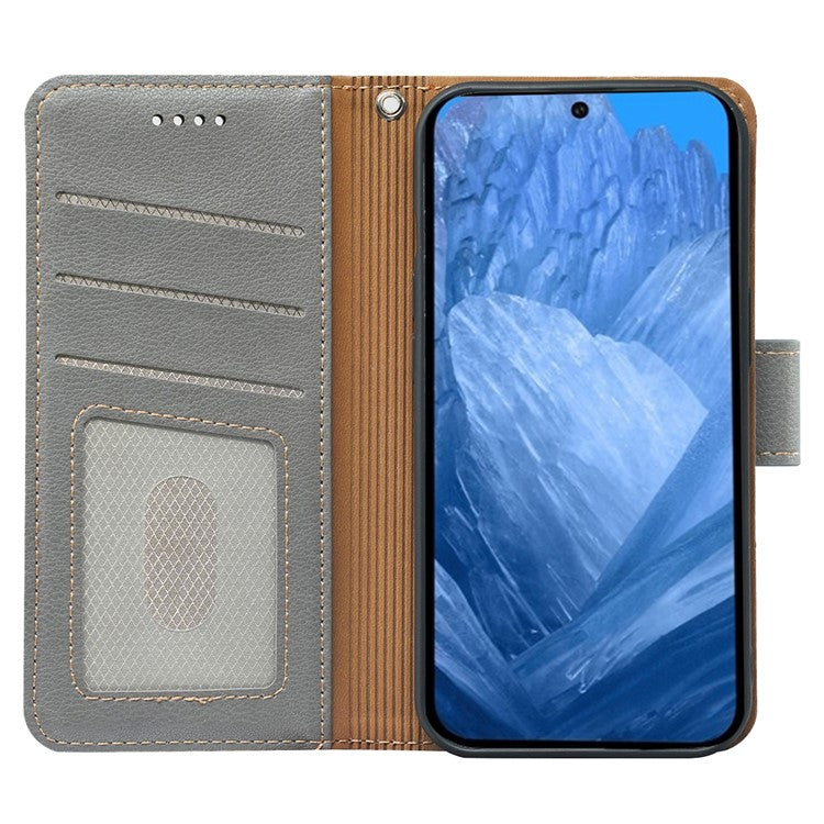 For Google Pixel 8a Leather Case Litchi Texture Wallet RFID Blocking Phone Cover - Grey