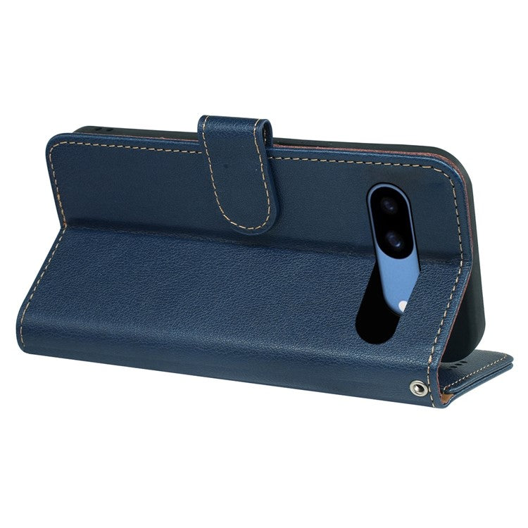 For Google Pixel 8a Leather Case Litchi Texture Wallet RFID Blocking Phone Cover - Blue