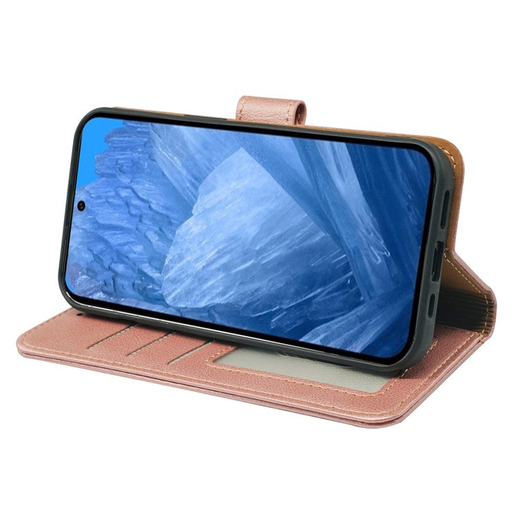 For Google Pixel 8a Leather Case Litchi Texture Wallet RFID Blocking Phone Cover - Rose Gold