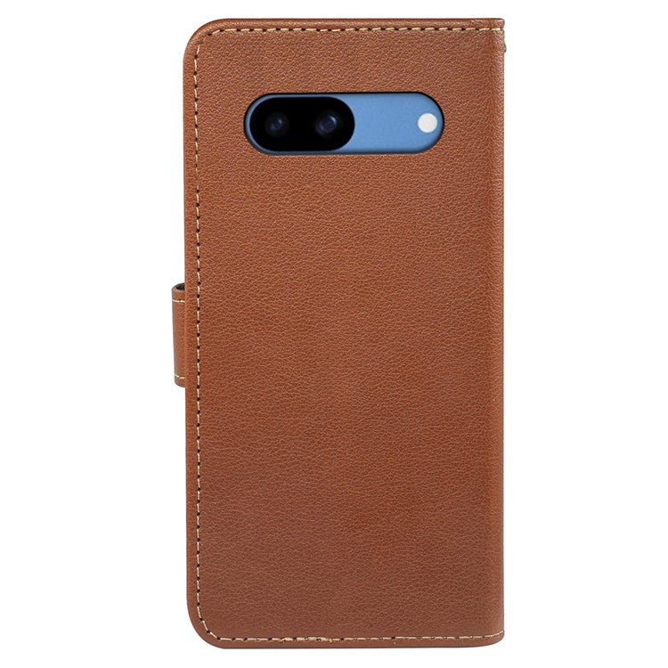 For Google Pixel 8a Leather Case Litchi Texture Wallet RFID Blocking Phone Cover - Brown