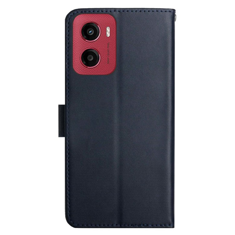 For Motorola Moto G05 4G Case Genuine Cow Leather Phone Cover Nappa Texture - Blue