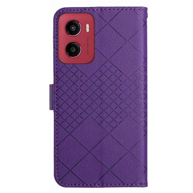 For Motorola Moto G05 4G Wallet Phone Case Imprint PU Leather Flip Folio Cover - Dark Purple