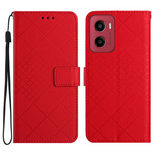 For Motorola Moto G05 4G Wallet Phone Case Imprint PU Leather Flip Folio Cover - Red