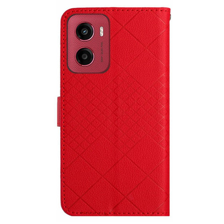 For Motorola Moto G05 4G Wallet Phone Case Imprint PU Leather Flip Folio Cover - Red