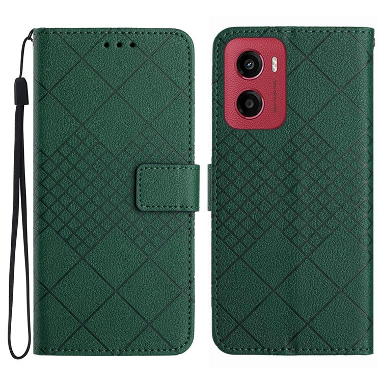 For Motorola Moto G05 4G Wallet Phone Case Imprint PU Leather Flip Folio Cover - Green