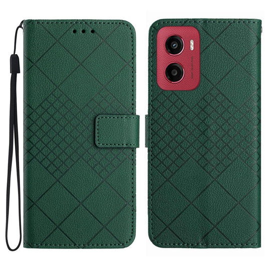For Motorola Moto G05 4G Wallet Phone Case Imprint PU Leather Flip Folio Cover - Green