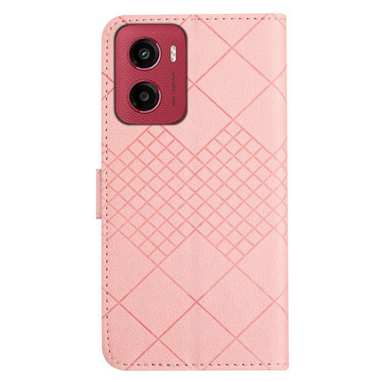 For Motorola Moto G05 4G Wallet Phone Case Imprint PU Leather Flip Folio Cover - Pink