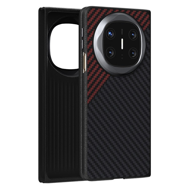 ABEEL For Huawei Mate X6 Case Compatible with MagSafe Carbon Fiber Texture Back Cover - Black  /  Red