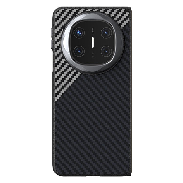 ABEEL For Huawei Mate X6 Case Compatible with MagSafe Carbon Fiber Texture Back Cover - Black  /  Silver