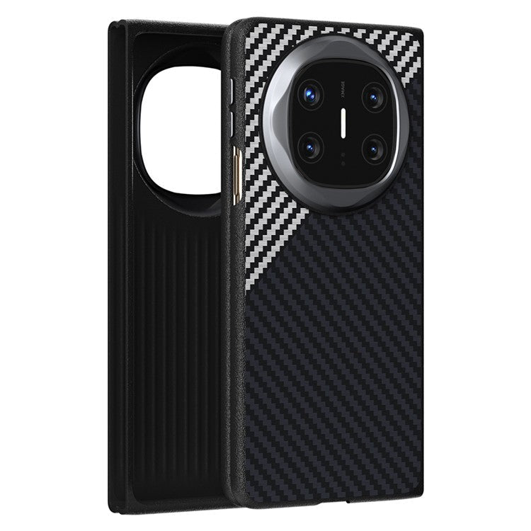 ABEEL For Huawei Mate X6 Case Compatible with MagSafe Carbon Fiber Texture Back Cover - Black  /  Silver
