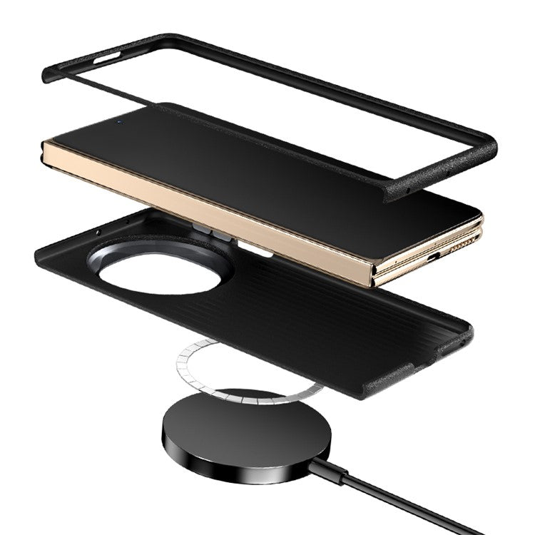 ABEEL For Huawei Mate X6 Case Compatible with MagSafe Carbon Fiber Texture Back Cover - Black  /  Silver