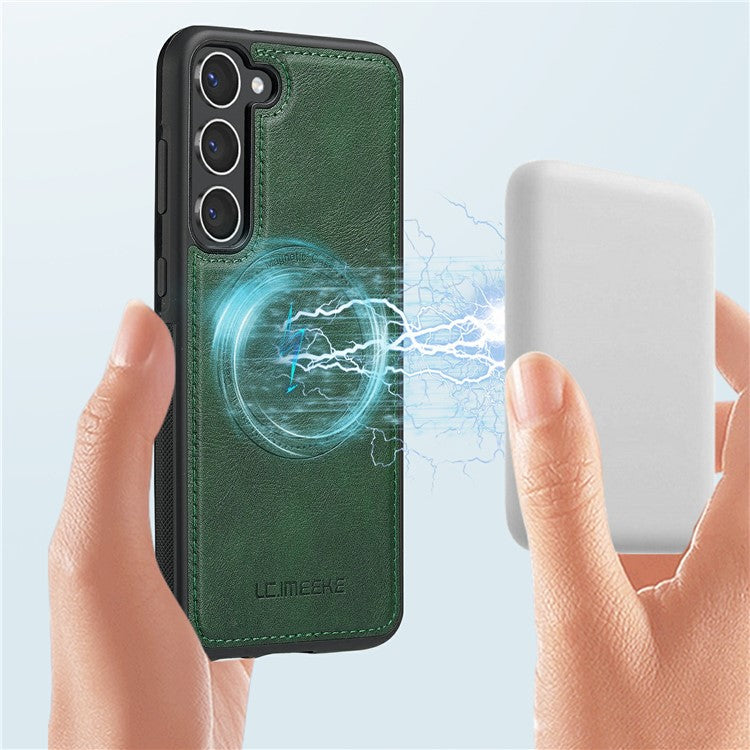 LC.IMEEKE For Samsung Galaxy S23 Magnetic Case Compatible with MagSafe Leather TPU Back Cover - Green