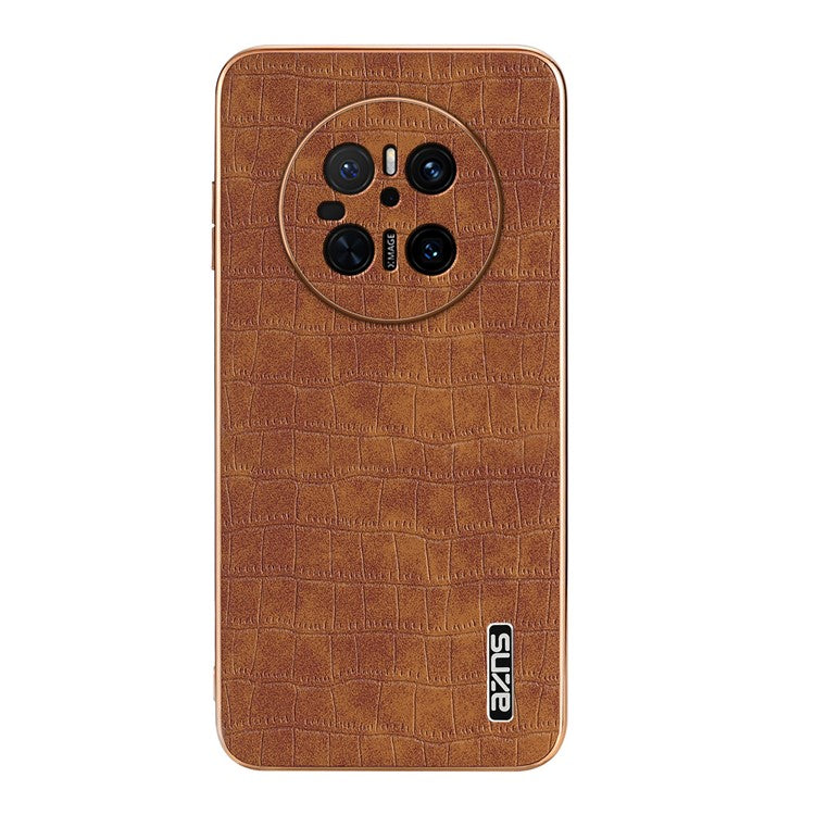 AZNS For Huawei Mate 70 Case Electroplating Crocodile Texture PU+TPU Phone Cover - Brown