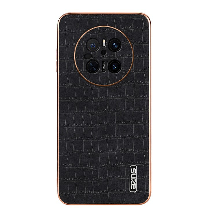 AZNS For Huawei Mate 70 Case Electroplating Crocodile Texture PU+TPU Phone Cover - Black