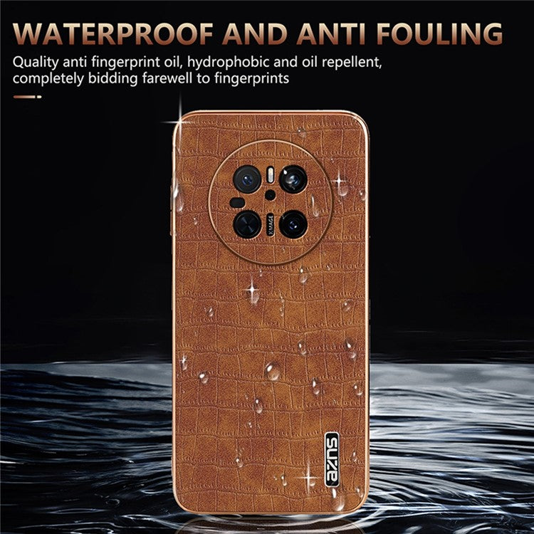 AZNS For Huawei Mate 70 Case Electroplating Crocodile Texture PU+TPU Phone Cover - Black