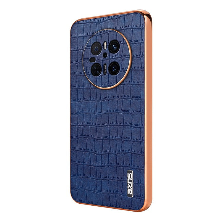 AZNS For Huawei Mate 70 Case Electroplating Crocodile Texture PU+TPU Phone Cover - Blue