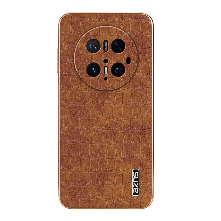 AZNS For Huawei Mate 70 Pro / 70 Pro+ Case Electroplating Crocodile Texture PU + TPU Phone Cover - Brown