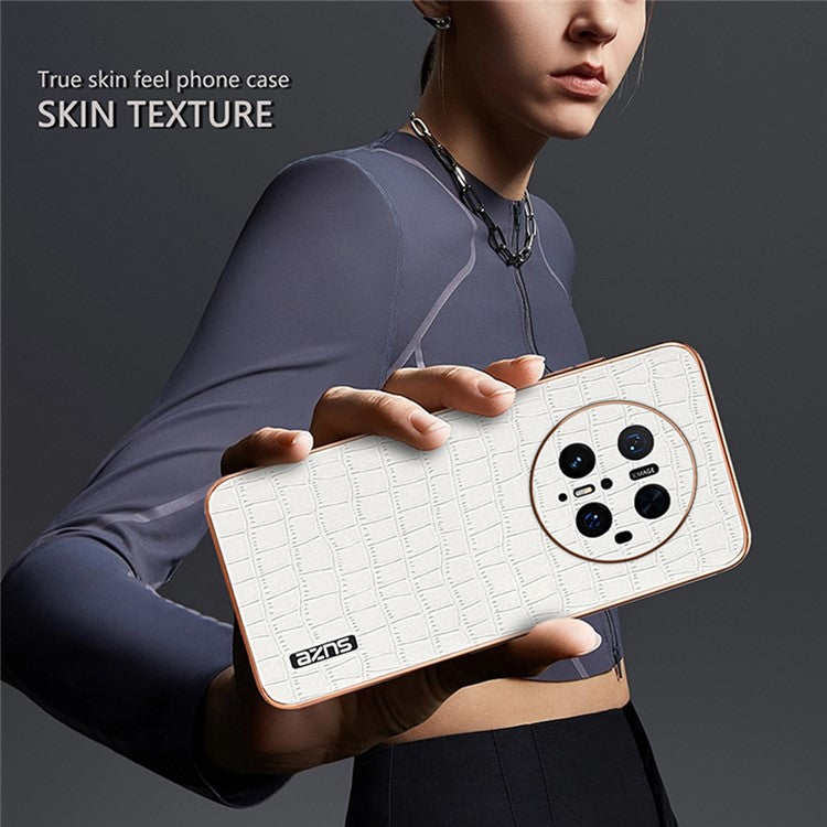 AZNS For Huawei Mate 70 Pro / 70 Pro+ Case Electroplating Crocodile Texture PU + TPU Phone Cover - Brown