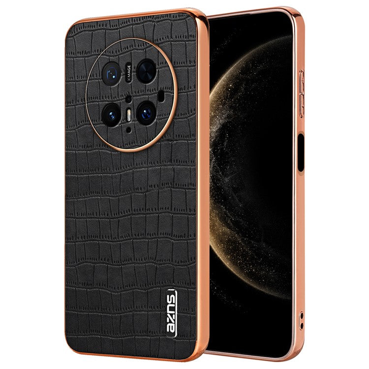AZNS For Huawei Mate 70 Pro / 70 Pro+ Case Electroplating Crocodile Texture PU + TPU Phone Cover - Black