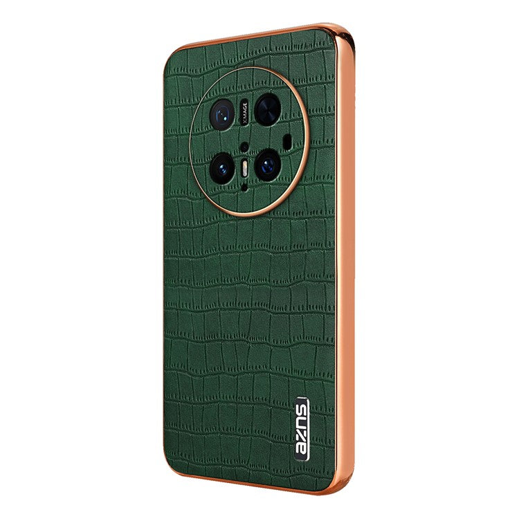 AZNS For Huawei Mate 70 Pro / 70 Pro+ Case Electroplating Crocodile Texture PU + TPU Phone Cover - Green