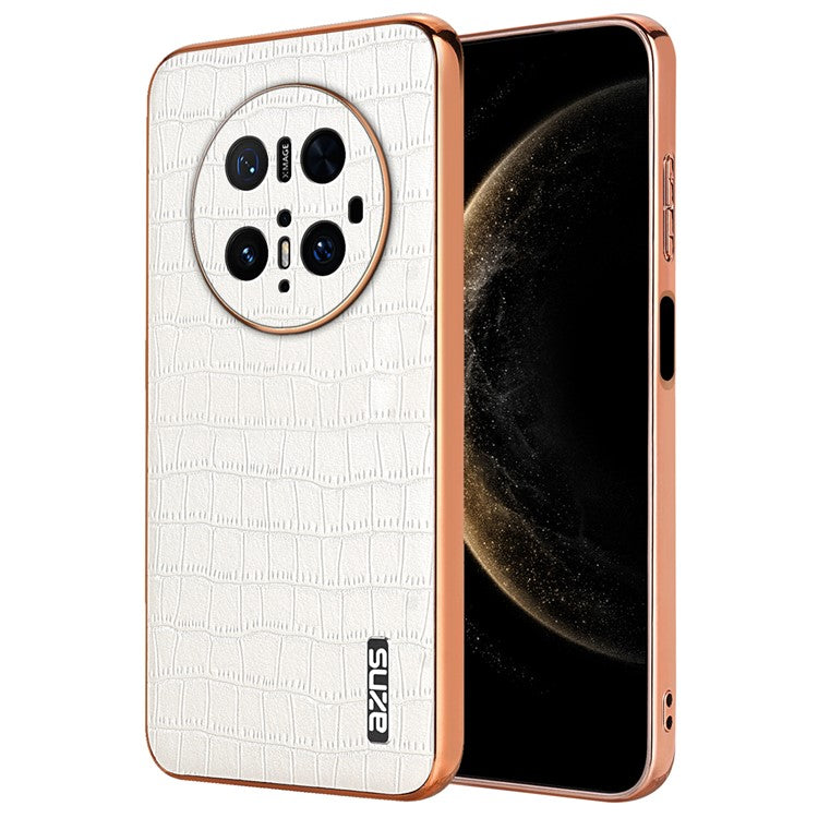 AZNS For Huawei Mate 70 Pro / 70 Pro+ Case Electroplating Crocodile Texture PU + TPU Phone Cover - White
