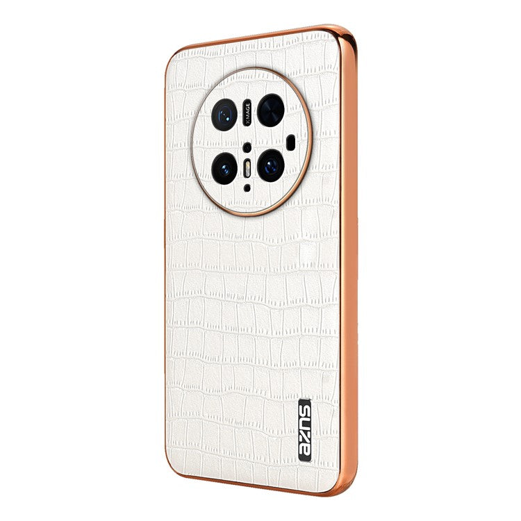 AZNS For Huawei Mate 70 Pro / 70 Pro+ Case Electroplating Crocodile Texture PU + TPU Phone Cover - White