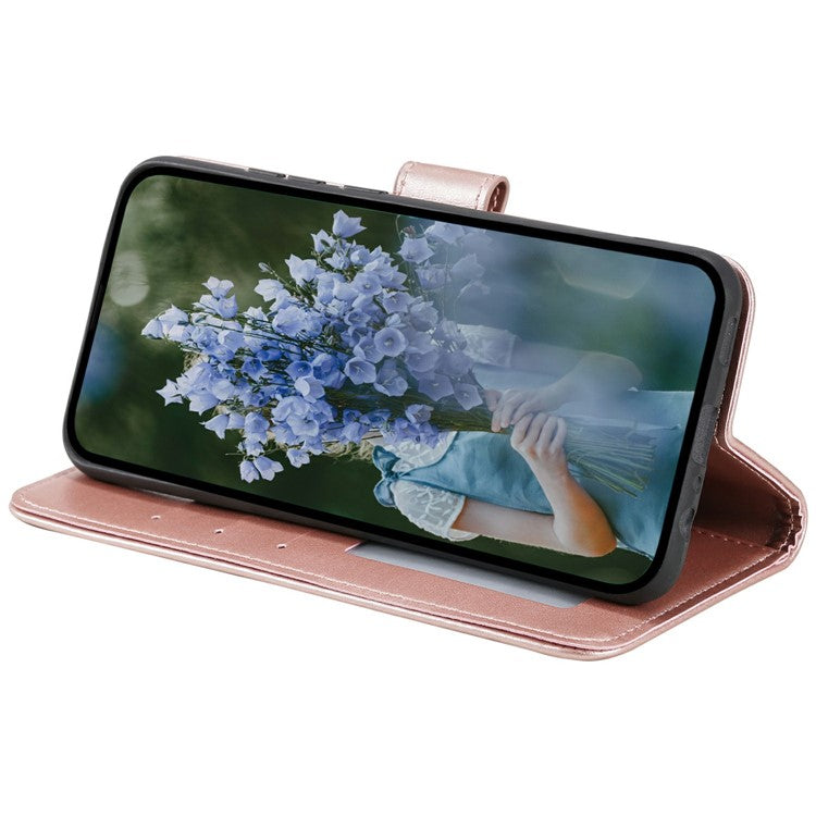 For Xiaomi Redmi Note 14 5G Case Imprinted Totem PU Leather Wallet Stand Phone Cover - Rose Gold