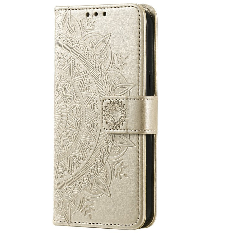 For Xiaomi Redmi Note 14 5G Case Imprinted Totem PU Leather Wallet Stand Phone Cover - Gold
