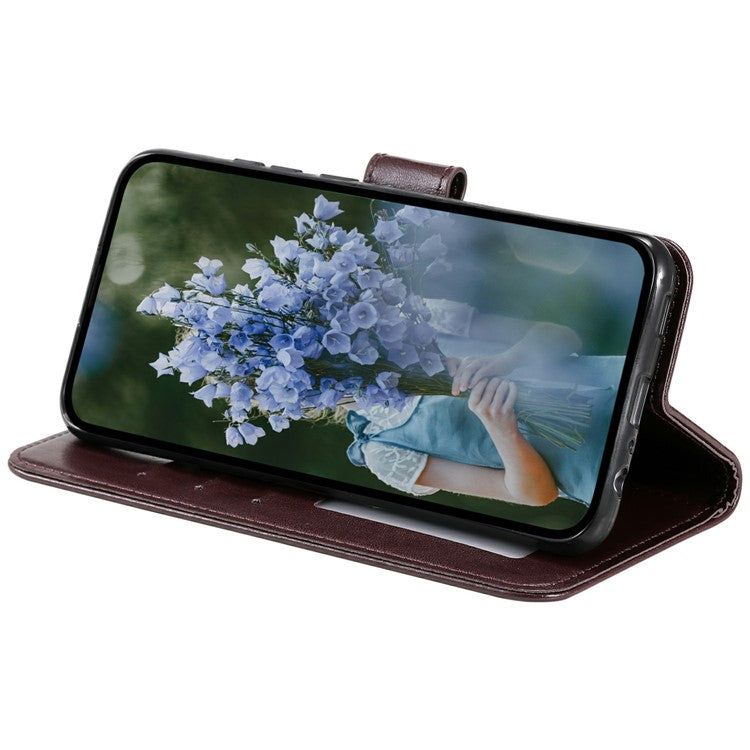 For Xiaomi Redmi Note 14 5G Case Imprinted Totem PU Leather Wallet Stand Phone Cover - Brown