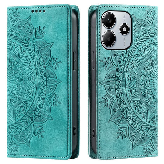 Style-010 For Xiaomi Redmi Note 14 5G Case Magnetic Closing Leather Phone Cover Pattern Imprinted - Mint Green