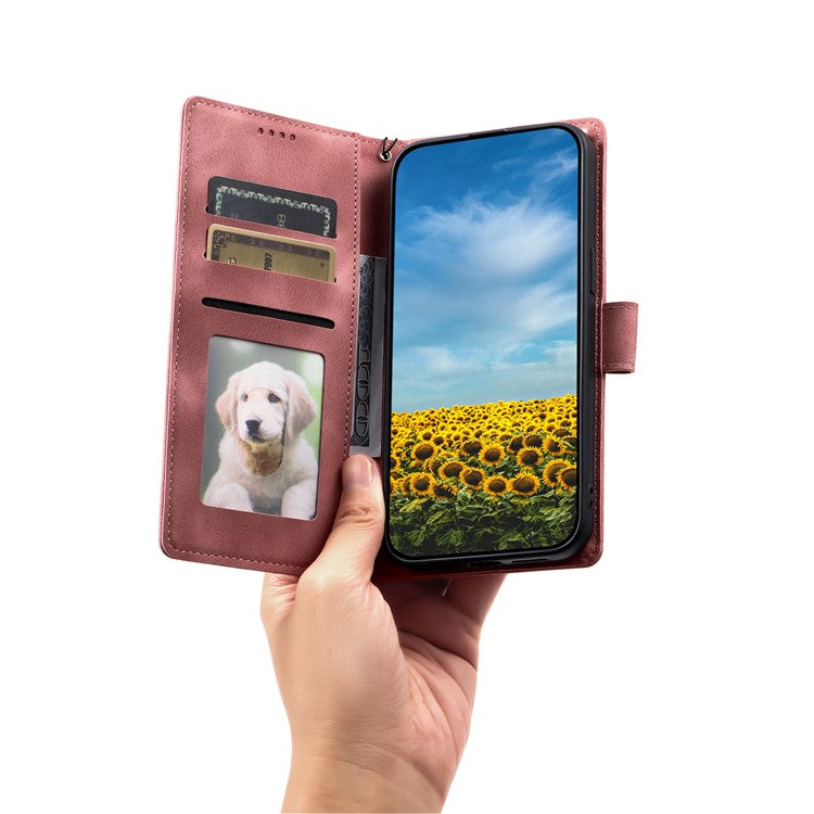 Style 018 For Xiaomi Redmi Note 14 5G Case Imprinted Totem Skin Feel Wallet Leather Phone Cover - Rose Gold