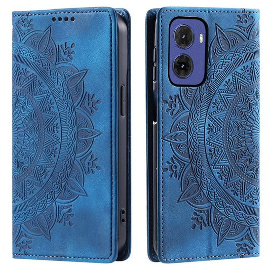 Style-010 For Motorola Moto G05 4G Case Magnetic Closing Leather Phone Cover Pattern Imprinted - Blue