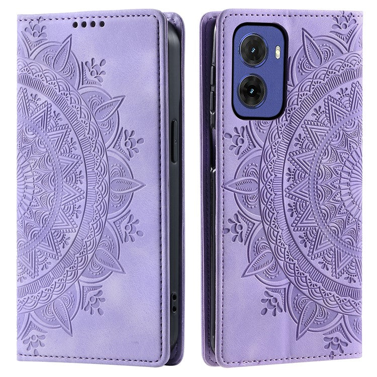 Style-010 For Motorola Moto G05 4G Case Magnetic Closing Leather Phone Cover Pattern Imprinted - Purple