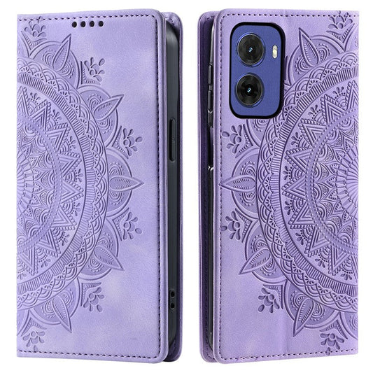 Style-010 For Motorola Moto G05 4G Case Magnetic Closing Leather Phone Cover Pattern Imprinted - Purple