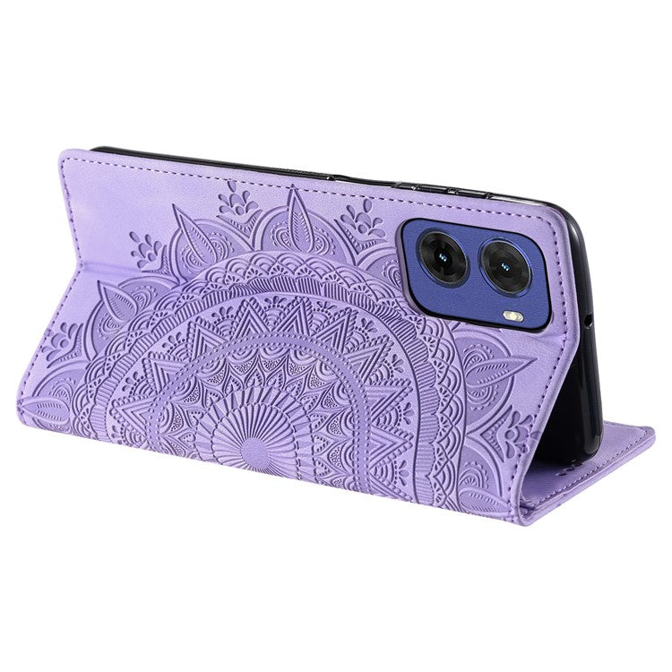 Style-010 For Motorola Moto G05 4G Case Magnetic Closing Leather Phone Cover Pattern Imprinted - Purple