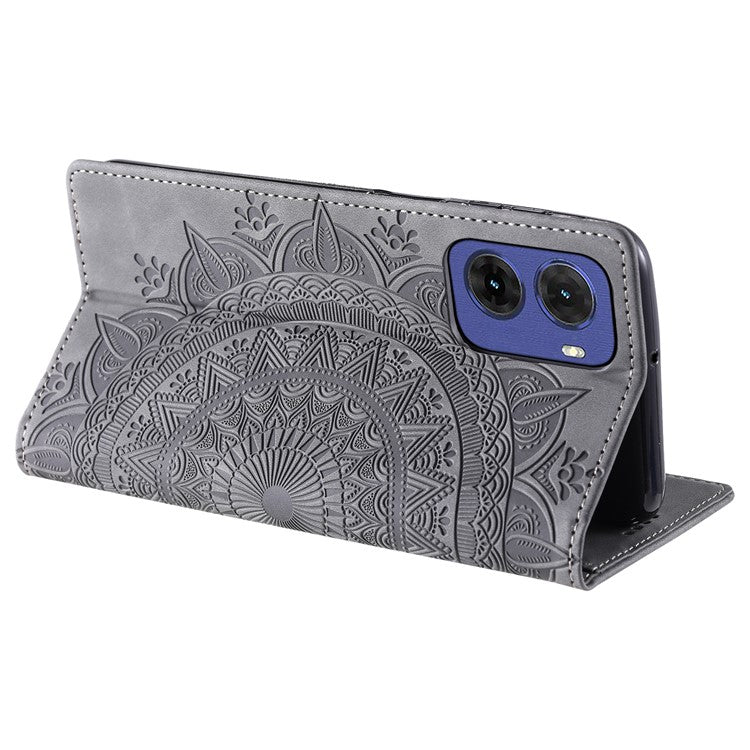 Style-010 For Motorola Moto G05 4G Case Magnetic Closing Leather Phone Cover Pattern Imprinted - Grey