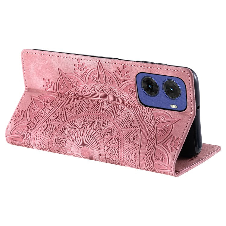 Style-010 For Motorola Moto G05 4G Case Magnetic Closing Leather Phone Cover Pattern Imprinted - Rose Gold