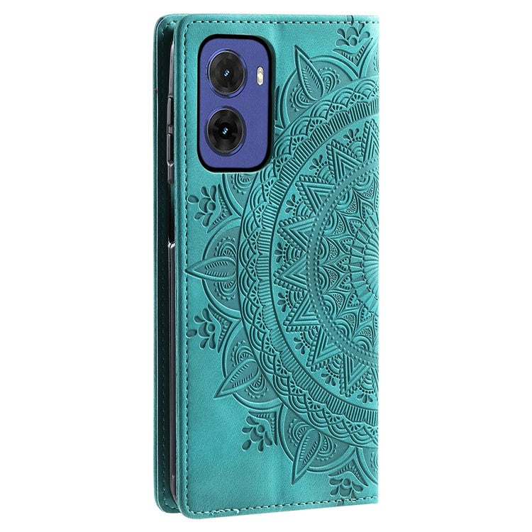 Style-010 For Motorola Moto G05 4G Case Magnetic Closing Leather Phone Cover Pattern Imprinted - Mint Green