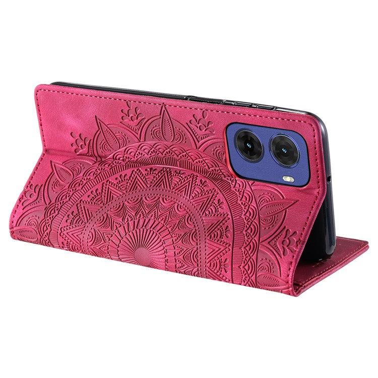 Style-010 For Motorola Moto G05 4G Case Magnetic Closing Leather Phone Cover Pattern Imprinted - Rose