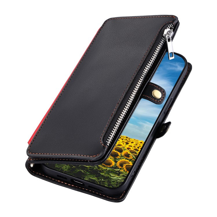 015 Style For Motorola Moto G05 4G Case TPU+PU Leather Wallet Phone Cover with Straps - Black