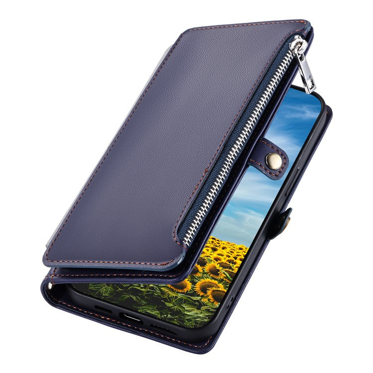 015 Style For Motorola Moto G05 4G Case TPU+PU Leather Wallet Phone Cover with Straps - Blue