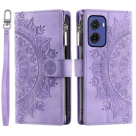 Style 006 For Motorola Moto G05 4G Wallet Case PU Leather Phone Cover Mandala Flower Pattern - Purple