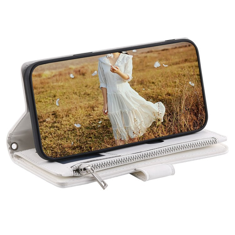 Style 005 For Motorola Moto G05 4G Wallet Case Rhombus Stitching Line PU Leather Phone Cover - White