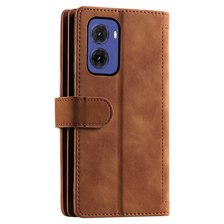 For Motorola Moto G05 4G Case PU Leather Phone Cover with Zipper Wallet 9 Card Slots - Brown