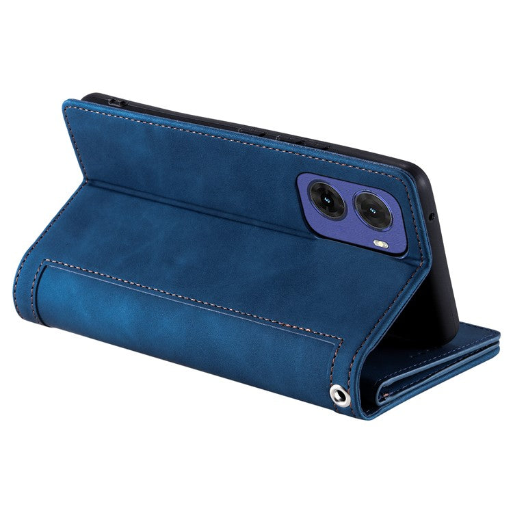 For Motorola Moto G05 4G Case PU Leather Phone Cover with Zipper Wallet 9 Card Slots - Blue