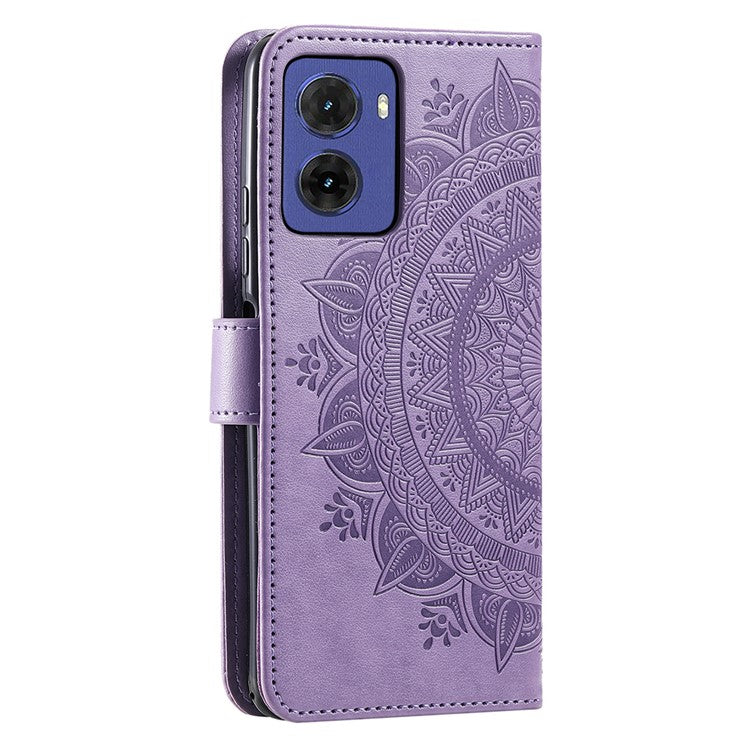 For Motorola Moto G05 4G Case Imprinted Totem PU Leather Wallet Stand Phone Cover - Purple